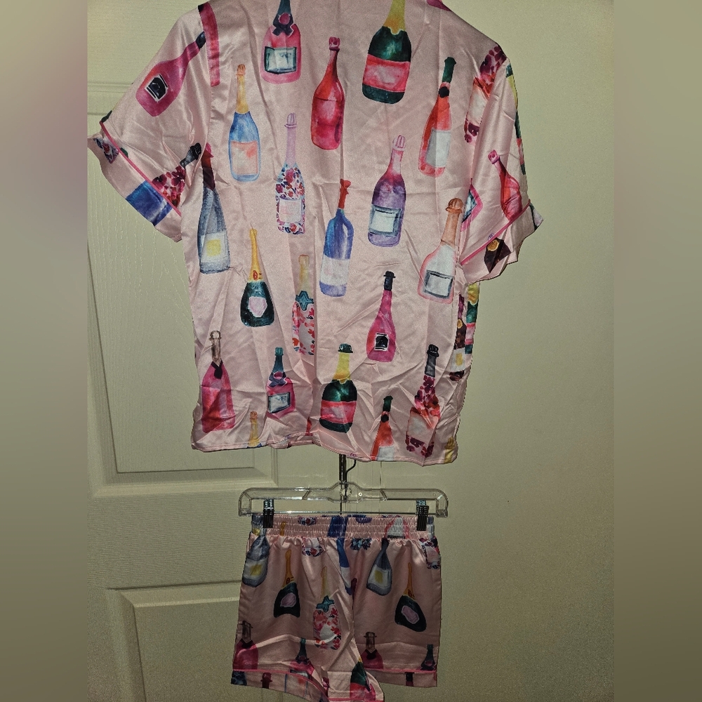NWT Satin Wine Bottle Pajama Set - Picture 4 of 4